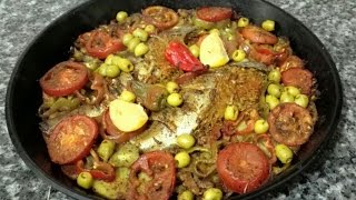 سمك بالفرن  صينية سمك بالخضار  لاطة الحوت مع طبخ ليلى recette marocaine de poisson [upl. by Philipa]