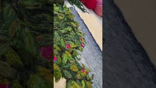 Yarn Painting Wild Roses Quick StarttoFinish Landscape TimeLapse landscapepainter yarnpainting [upl. by Nyrhtak]