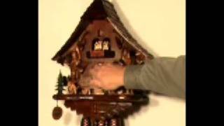 Chalet Cuckoo Clock with Animated Wood Sawyers Model 8TMT [upl. by Ocsinarf]