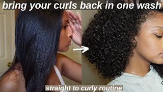 STRAIGHT TO CURLY HAIR ROUTINE  HOW TO BRING YOUR CURLS BACK TO LIFE AFTER A SILK PRESS [upl. by Olleina948]