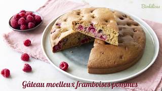 Gâteau moelleux aux framboises à la compote de pommes sans beurre [upl. by Supmart]