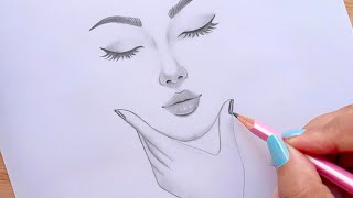 Easy way to draw a face  Pencil Sketch for beginners  Güzel Kız Çizimi [upl. by Andris]