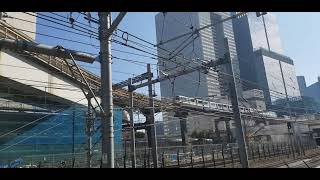 Yamanote line and Tokyo monorail departing and arriving at Hamamatsucho station [upl. by Lekym]