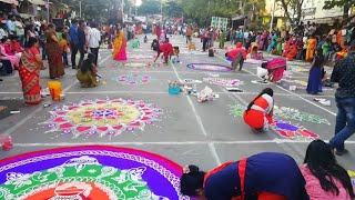 సంక్రాంతి ముగ్గుల పోటీలు in Banglore 2020  Rangoli competition in Banglore Karnataka [upl. by Oicneconi]