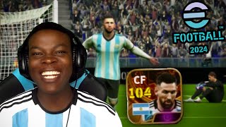 KING OF eFOOTBALL THE BIG TIME 104 CF MESSI REVIEW🔥🔥 [upl. by Wilburn630]