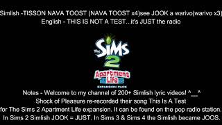 This Is A Test by Shock Of Pleasure Simlish Version Simlish Lyrics amp English Lyrics [upl. by Akerdna]