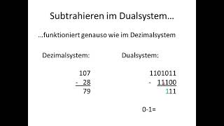 Tutorial Subtraktion von Dualzahlen [upl. by Etnwahs]