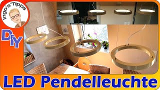 LED Deckenleuchte Pendelleuchte selber bauen rund Die 4 Ringe Designlampe schwebend DIY IngosTipps [upl. by Holub]