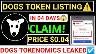 DOGS TOKEN LISTING⚠️IN 04 DAYS😱REAL CLAIM PRICE 004💯TOKENOMICS LEAKED🔗 hamsterkombat dogs [upl. by Christmas]