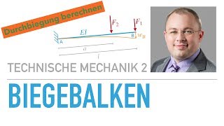 Biegebalken Berechnung der Durchbiegung an einem Kragarmträger – Technische Mechanik 2 [upl. by Ger]