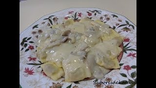 Raviolis con salsa cremosa de champiñones [upl. by Elockcin]