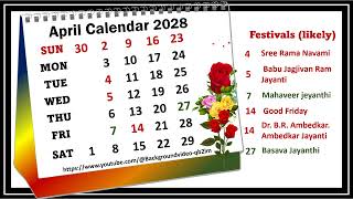 April Calendar 2028 aprilcalender2028 [upl. by Lind190]