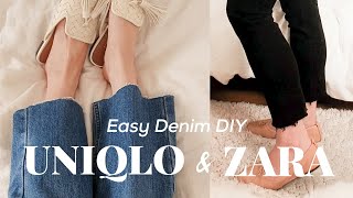 【簡単DIY】ユニクロとZARAのデニムをカットオフデニムに裾上げしてみた👖🤍 [upl. by Acemaj]