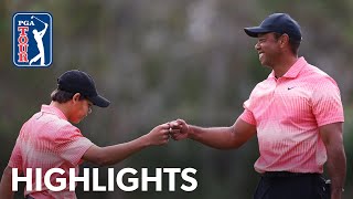 Tiger and Charlie Woods shoot 13under 59  Round 1  PNC Championship  2022 [upl. by Nonnair]