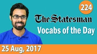 ✅ The Statesman Vocabulary 25 Aug 2017  Learn 10 New Words with Tricks  Day225 [upl. by Nirrep887]