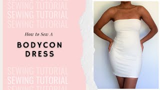 Diy Strapless Bodycon Dress How to sew a tube dress in less than 10 minutes [upl. by Nlocnil]