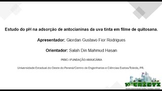 Estudo do pH na adsorção de antocianinas com filmes de quitosana  EAICTI 2024 [upl. by Yecnay272]