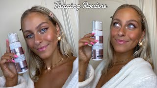 TANNING ROUTINE w Loving Tan  glowy makeup look [upl. by Tonry]