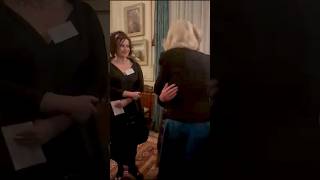 Watch the LOVELY MOMENT Dame Joanna Lumley curtsies and Helena Bonham Carter meets the Queen HELLO [upl. by Herrmann]