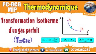 transformation isotherme travail chaleur et variation de lénergie interne [upl. by Ecnerrot835]