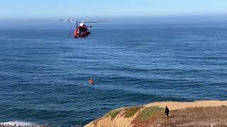 US Coast Guard Helicopter Rescue Training Whales Mori Point Pacifica CA [upl. by Eednyl]