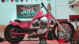 Joel845 Custom Pink 2001 Harley Sportster Chopper Build [upl. by Eiloj]