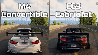 NFS Unbound BMW M4 Convertible vs MercedesAMG C 63 Cabriolet  WHICH IS FASTEST Drag Race [upl. by Adnauqaj]