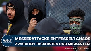 ENGLAND Polizei erwartet Gewalt – Messerattacke löst Proteste aus Tausende gegen rechts [upl. by Oinimreh]