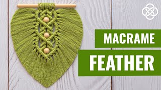 Macrame Feather With Beads  Macrame Feather Leaf  Macrame Feather Tutorial [upl. by Saiff]