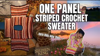 how to crochet a ONE PANEL striped crochet sweater [upl. by Gavette35]