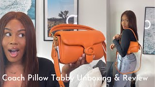 COACH PILLOW TABBY 26 UNBOXING  COACH CANDIED ORANGE PILLOW TABBY REVIEWCHAT  STEPH MAYERS [upl. by Eerb564]