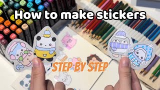 💭How to Make Stickers  Easy and Cheap｜step by step｜cute animals🎧 [upl. by Ariamoy]