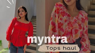 Myntra Tops wear haul under ₹799  Crop tops puff sleeves tops haul topshaul myntrafinds [upl. by Plunkett]