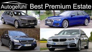 Audi A6 Avant vs BMW 5Series Touring vs Mercedes EClass Estate vs Volvo V90 comparison [upl. by Illah]