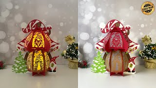 How To Make Paper Cut Lantern Mushroom Xmas 3 [upl. by Marmaduke]