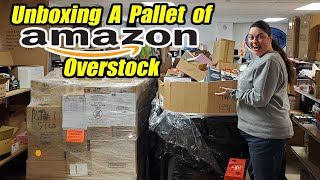 Unboxing a pallet of Unmanifested Amazon Overstock that i paid 700000 for 6 of them [upl. by Ylim769]