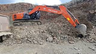 TATA HITACHI ZAXIS 220 LC Quarry Loading Murram [upl. by Kovar]