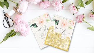 DIY Wedding Invitations with Cricut  Print then Cut [upl. by Elleuqram513]