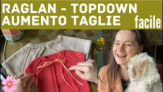 🌸Raglan topdown a maglia e aumento delle taglie⚡️FINALMENTE un VIDEO CHIARO⚡️si sono 7 e non 9 😅 [upl. by Jos610]