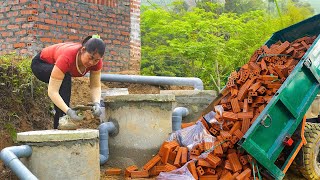 Install septic tank system and wastewater pipes for toilet build bricks toilet WC [upl. by Dionisio]