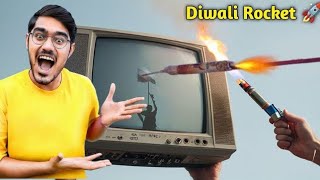 Diwali rocket vs tv and experiment Gwro mrcrazyexperiment 😱😱 [upl. by Nilak752]