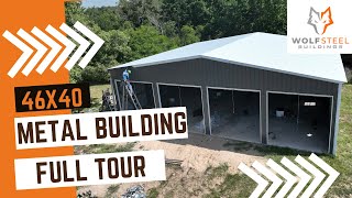 46x40 Steel Metal Building In Texas  Full Tour  WolfSteel Buildings [upl. by Kisor516]