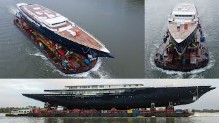 Jeff Bezoss sailing yacht Koru on transport from Zwijndrecht to Rotterdam [upl. by Lole]