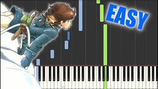 legend of the wind  joe hisaishi  nausicaa Synthesia EASY Piano Tutorial [upl. by Henriha]