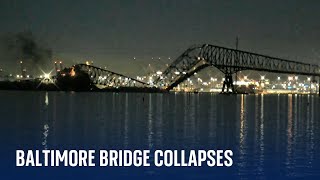 Bridge collapses in Baltimore  mass casualty event declared [upl. by Nywra]