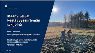 Maanviljelijät kestävyyssiirtymän tekijöinä [upl. by Aitel167]