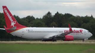 Corendon Airlines Europe B737800 Takeoff Groningen Airport Eelde [upl. by Dine]