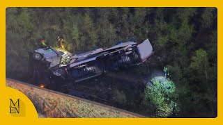 Shocking footage shows lorry that plummeted off motorway [upl. by Brana760]