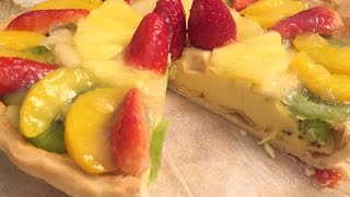 Tarta de crema pastelera y frutas vegana [upl. by Norramic]