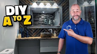 Complete Build of a Modern Rustic Bathroom  A to Z [upl. by Nolyarb862]